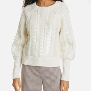 Veronica Beard Sequin-Embellished Cream Sweater